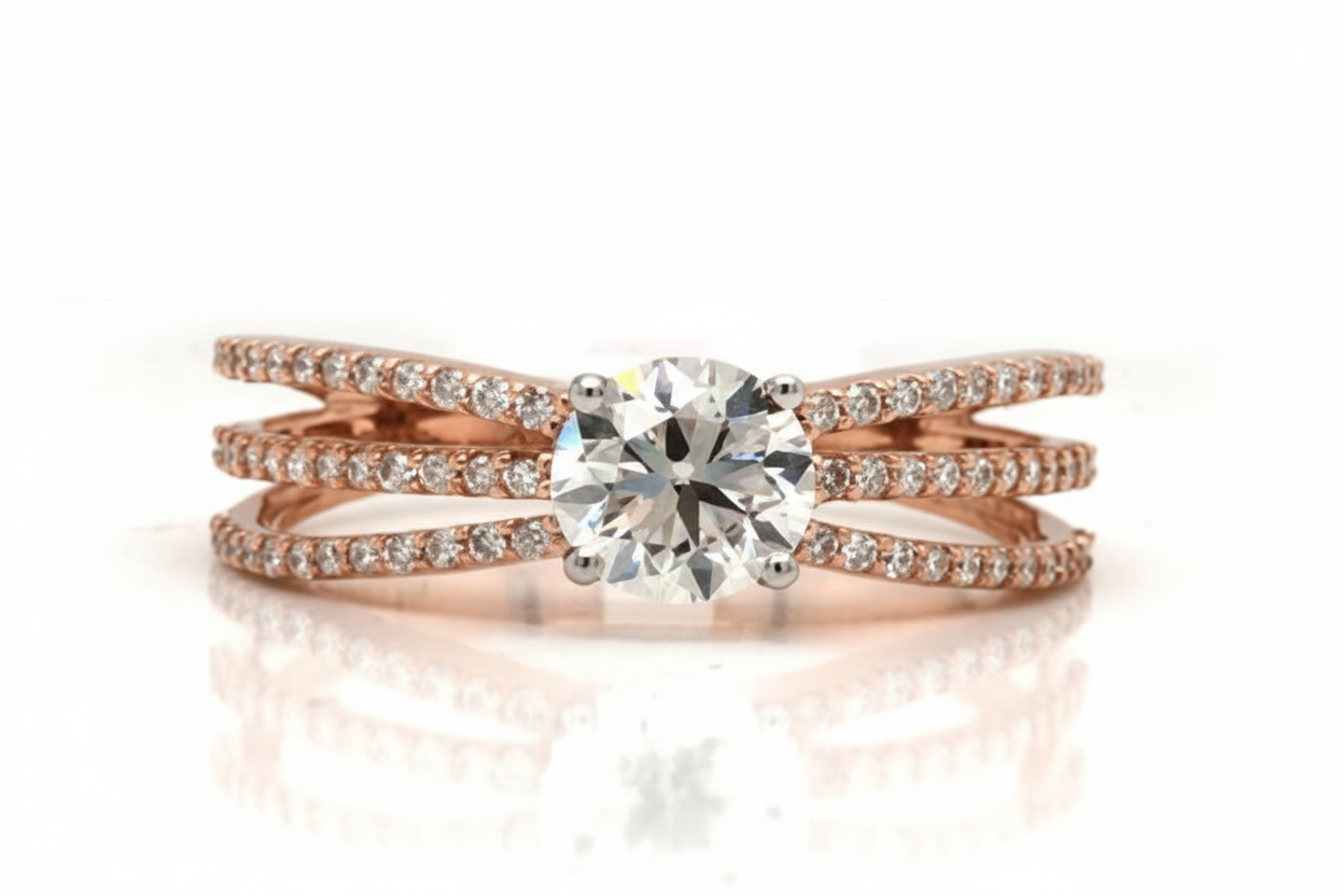 Rosy Radiance 0.96 CT Natural Diamond Solitaire Ring in Romantic Rose Gold
